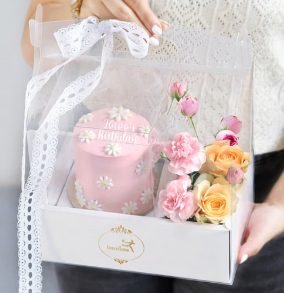 Pink Birthday Cake & Rose Box Combo ⭐