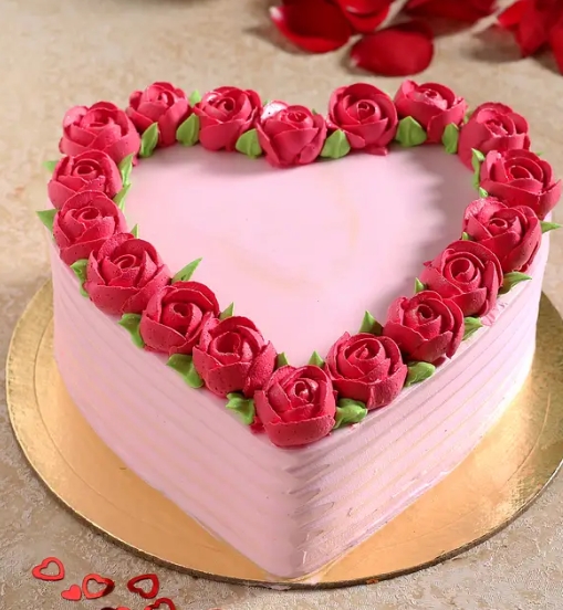 Rose Heart Chocolate Cream Cake- Eggless Half kg