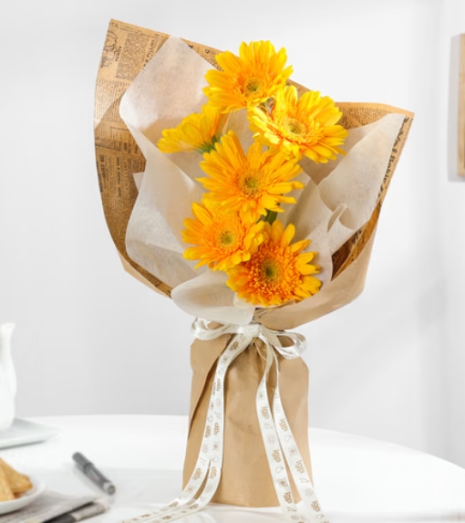 Yellow Gerbera Flower Bouquet ⭐